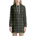 Green Heartbeat Pattern Print Pullover Hoodie Dress