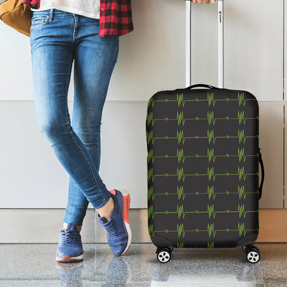Green Heartbeat Pattern Print Luggage Cover