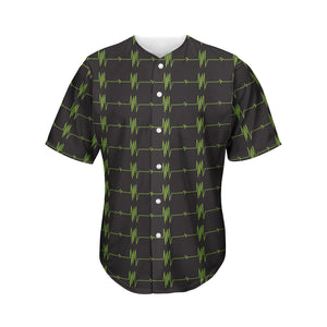 Green Heartbeat Pattern Print Men's Baseball Jersey