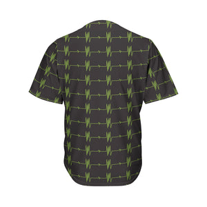 Green Heartbeat Pattern Print Men's Baseball Jersey