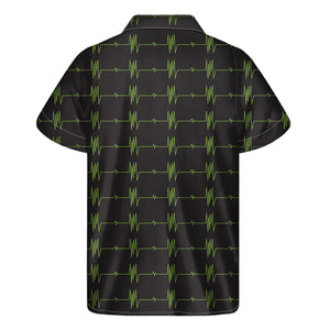 Green Heartbeat Pattern Print Men's Short Sleeve Shirt