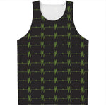 Green Heartbeat Pattern Print Men's Tank Top
