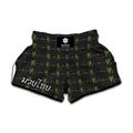 Green Heartbeat Pattern Print Muay Thai Boxing Shorts
