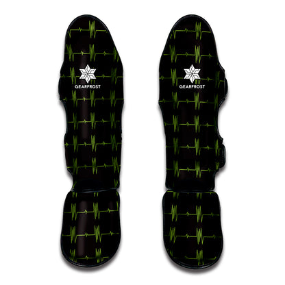 Green Heartbeat Pattern Print Muay Thai Shin Guard