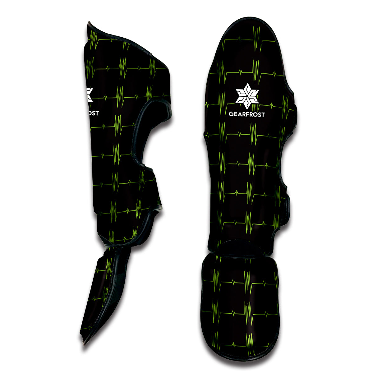 Green Heartbeat Pattern Print Muay Thai Shin Guard