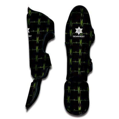 Green Heartbeat Pattern Print Muay Thai Shin Guard