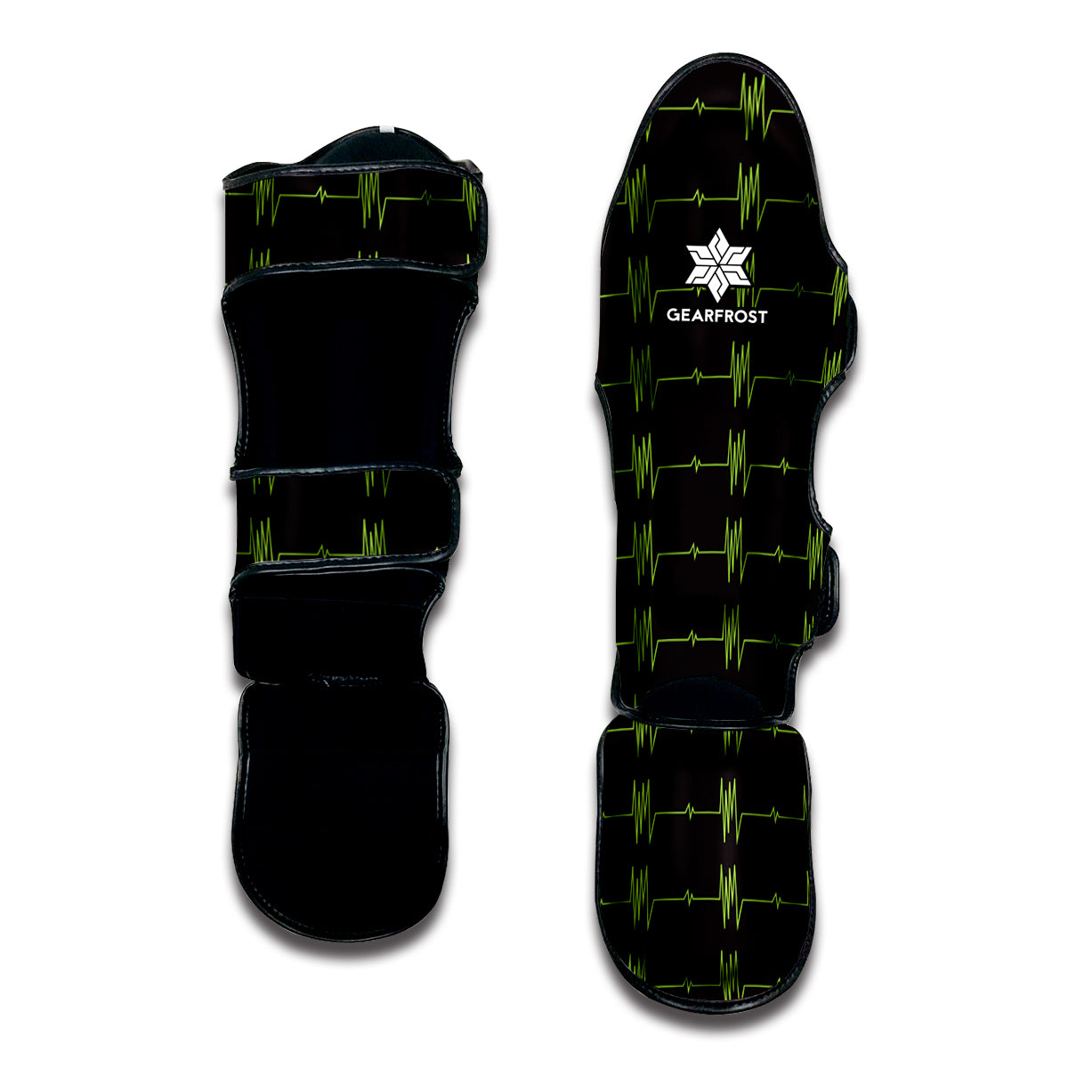 Green Heartbeat Pattern Print Muay Thai Shin Guard