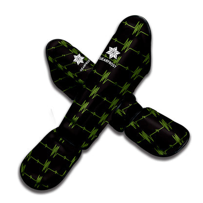 Green Heartbeat Pattern Print Muay Thai Shin Guard