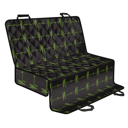 Green Heartbeat Pattern Print Pet Car Back Seat Cover