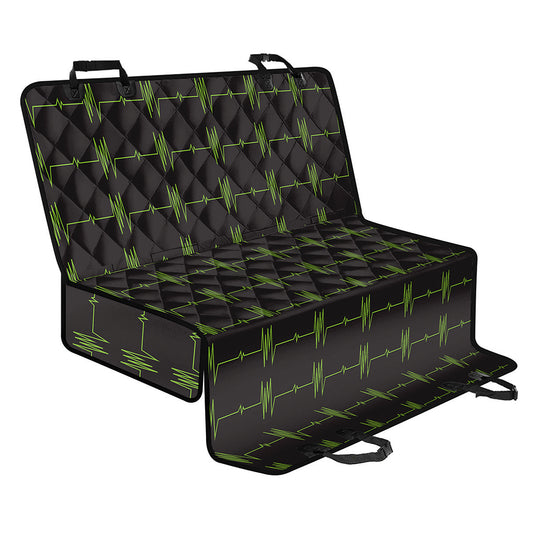 Green Heartbeat Pattern Print Pet Car Back Seat Cover