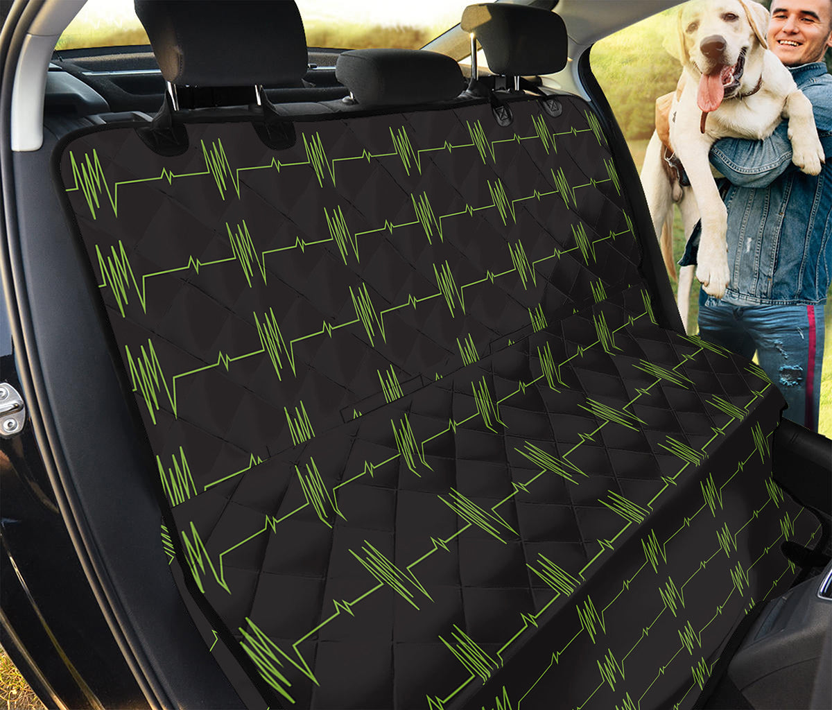 Green Heartbeat Pattern Print Pet Car Back Seat Cover