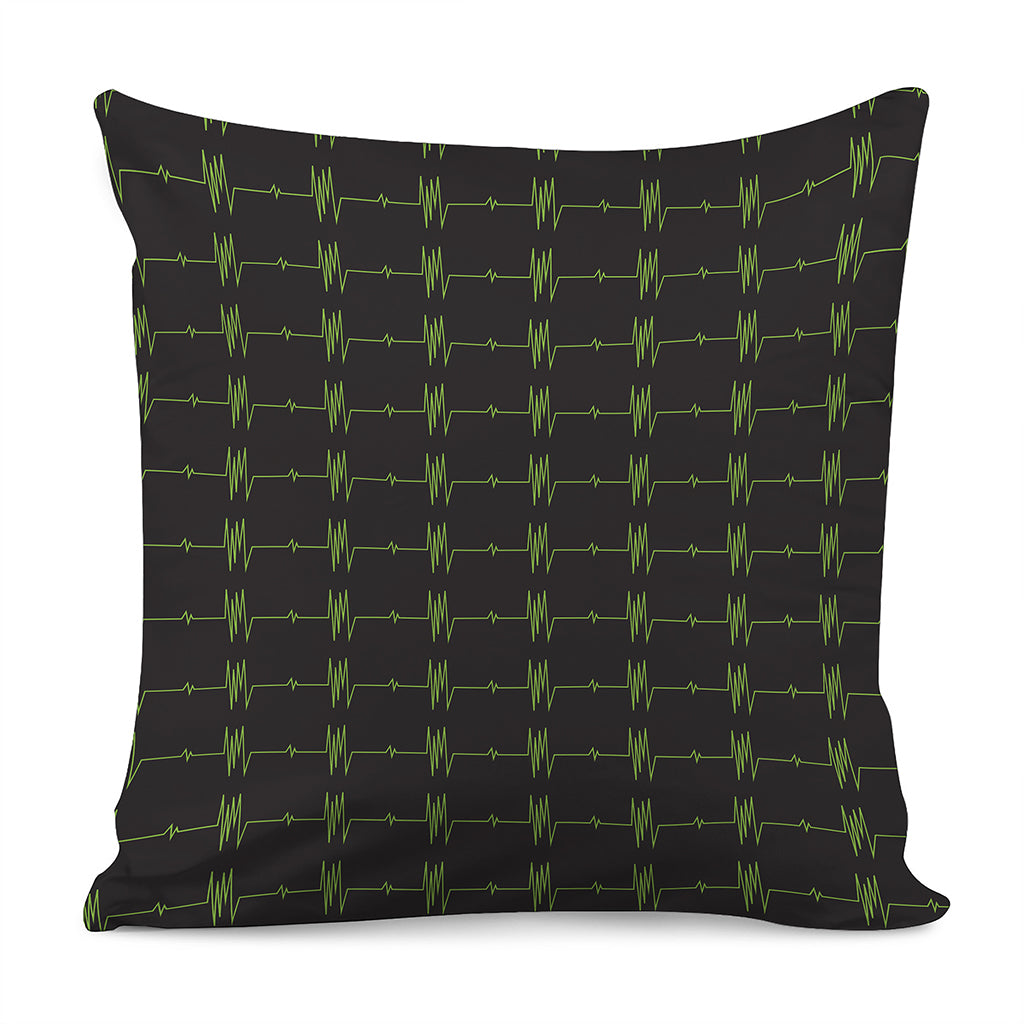 Green Heartbeat Pattern Print Pillow Cover