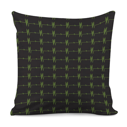 Green Heartbeat Pattern Print Pillow Cover