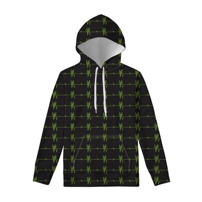 Green Heartbeat Pattern Print Pullover Hoodie