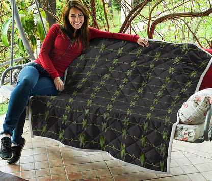 Green Heartbeat Pattern Print Quilt