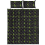 Green Heartbeat Pattern Print Quilt Bed Set