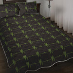 Green Heartbeat Pattern Print Quilt Bed Set