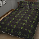 Green Heartbeat Pattern Print Quilt Bed Set