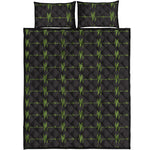 Green Heartbeat Pattern Print Quilt Bed Set