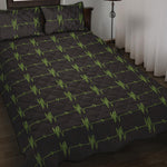 Green Heartbeat Pattern Print Quilt Bed Set