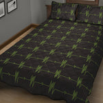 Green Heartbeat Pattern Print Quilt Bed Set