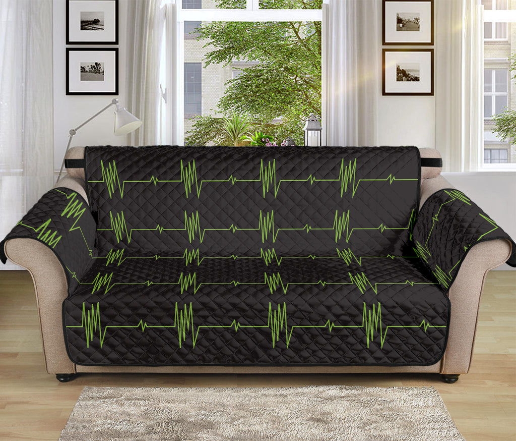 Green Heartbeat Pattern Print Sofa Protector