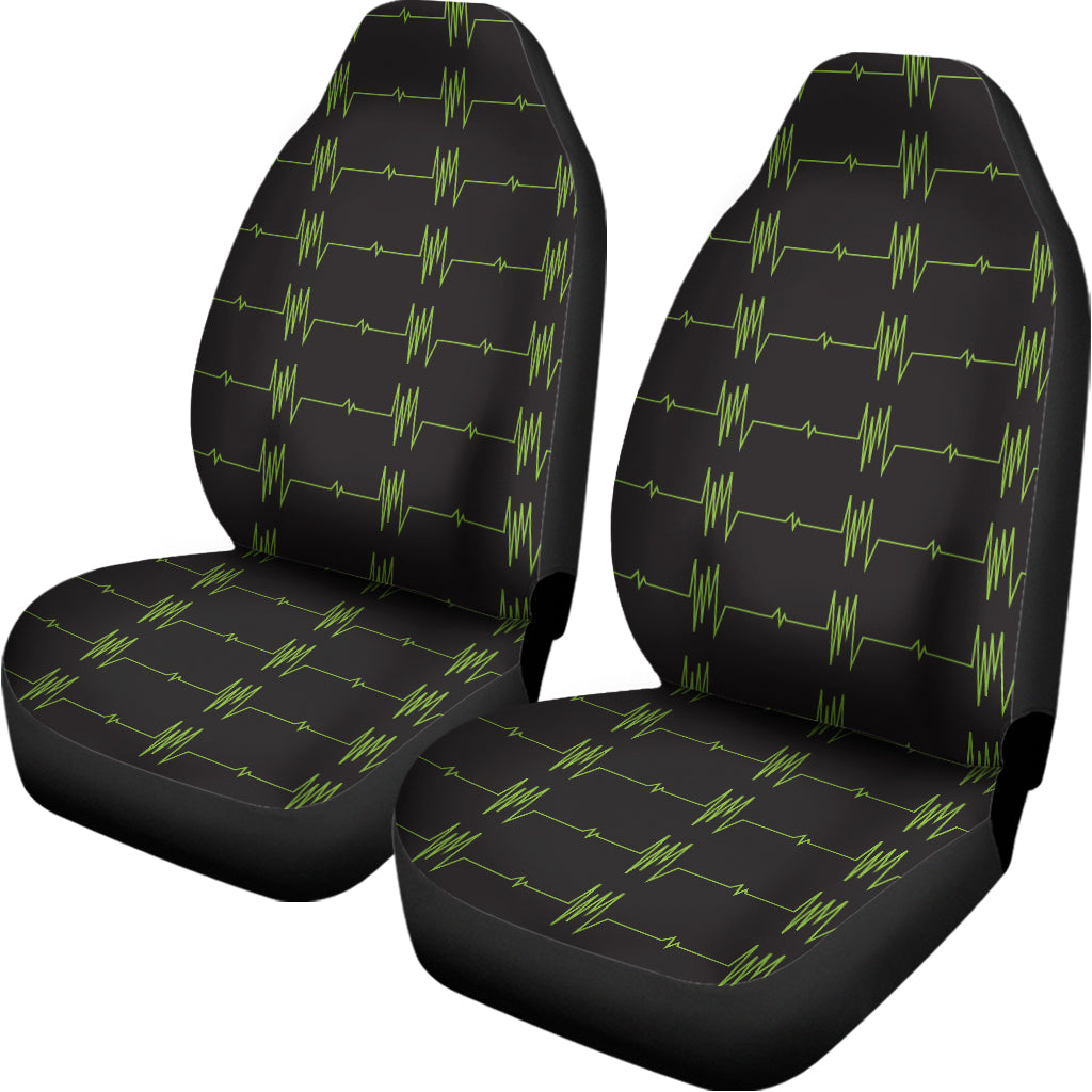 Green Heartbeat Pattern Print Universal Fit Car Seat Covers