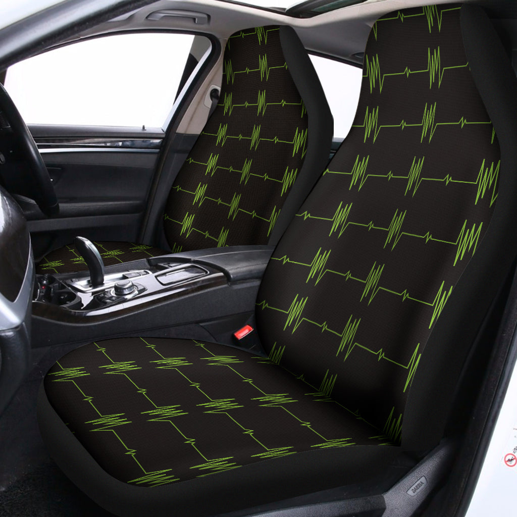 Green Heartbeat Pattern Print Universal Fit Car Seat Covers