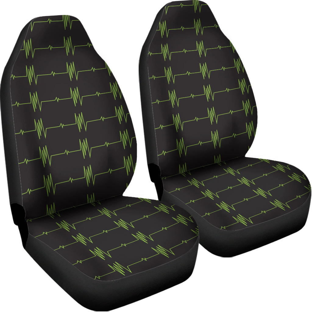 Green Heartbeat Pattern Print Universal Fit Car Seat Covers
