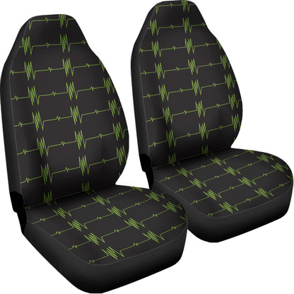 Green Heartbeat Pattern Print Universal Fit Car Seat Covers