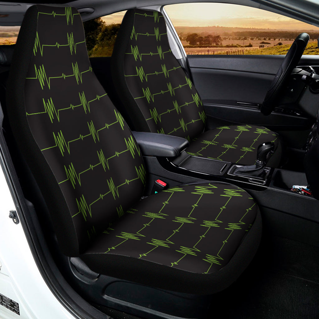 Green Heartbeat Pattern Print Universal Fit Car Seat Covers