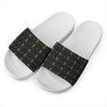 Green Heartbeat Pattern Print White Slide Sandals