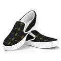 Green Heartbeat Pattern Print White Slip On Sneakers