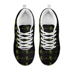 Green Heartbeat Pattern Print White Sneakers
