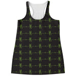 Green Heartbeat Pattern Print Women's Racerback Tank Top