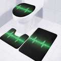 Green Heartbeat Print 3 Piece Bath Mat Set