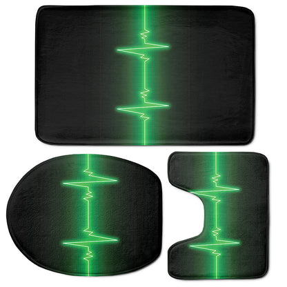 Green Heartbeat Print 3 Piece Bath Mat Set