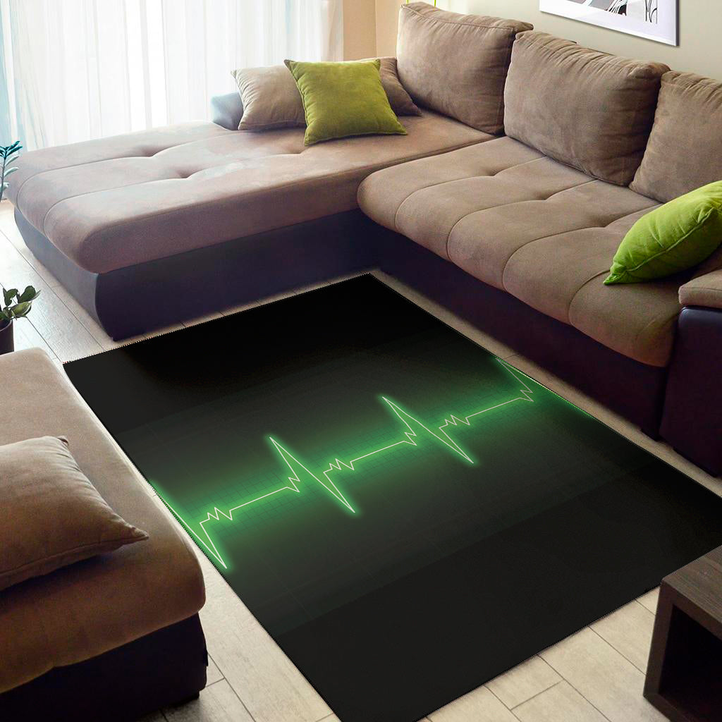 Green Heartbeat Print Area Rug