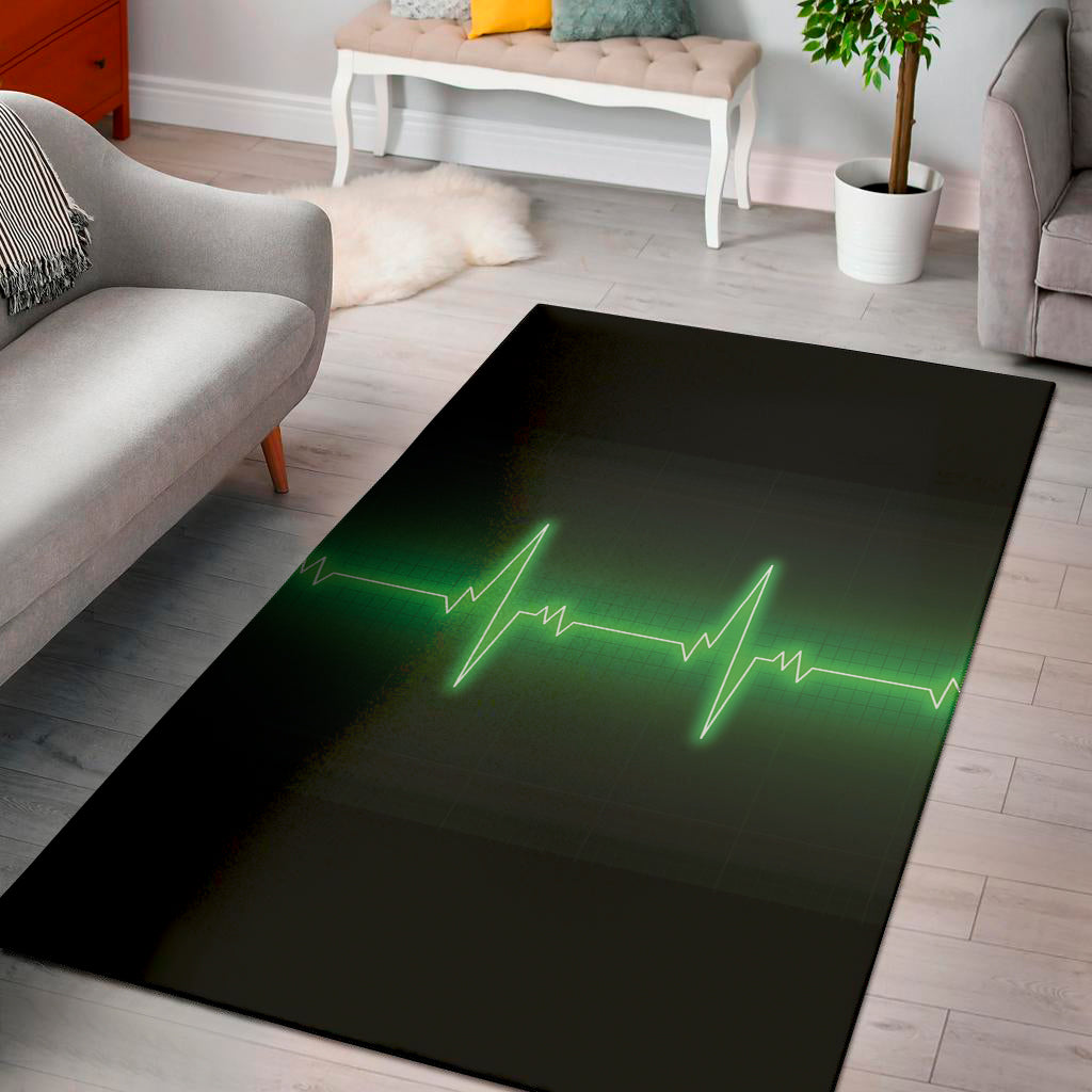Green Heartbeat Print Area Rug