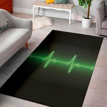 Green Heartbeat Print Area Rug
