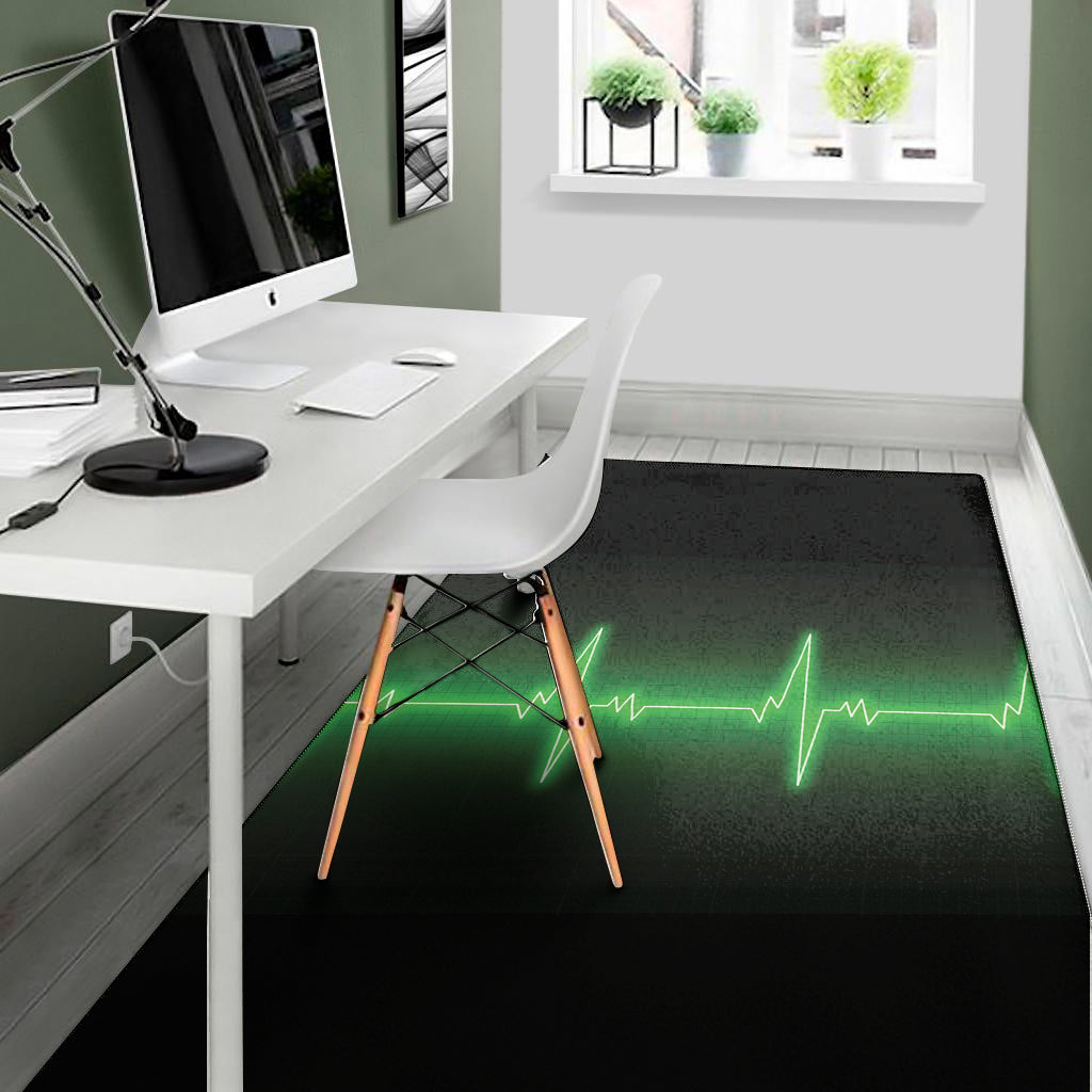 Green Heartbeat Print Area Rug