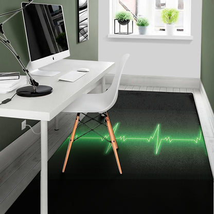 Green Heartbeat Print Area Rug