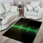 Green Heartbeat Print Area Rug