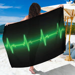 Green Heartbeat Print Beach Sarong Wrap
