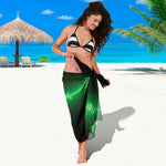 Green Heartbeat Print Beach Sarong Wrap