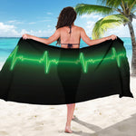 Green Heartbeat Print Beach Sarong Wrap
