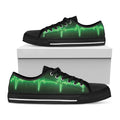 Green Heartbeat Print Black Low Top Sneakers