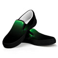 Green Heartbeat Print Black Slip On Sneakers