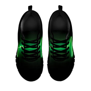 Green Heartbeat Print Black Sneakers
