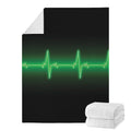 Green Heartbeat Print Blanket